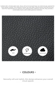 Close-up of black lychee grain texture on a soft and lightweight synthetic leather bag