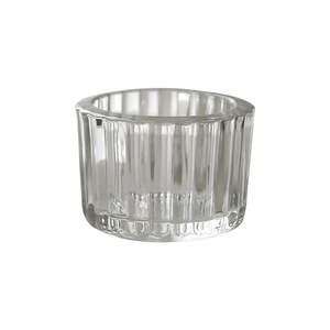 Vertical ribbed crystal glass tealight holder for romantic dinner candle atmosphere