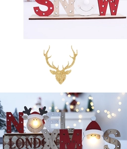 Macro detail of LED glowing wooden Xmas signs with Snow and Noel letters for desk