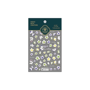 3D embossed camellia nail art stickers with white and purple floral patterns TS-1543