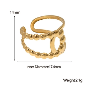 Specifiche dimensionali dell'anello regolabile oro con altezza 14mm e diametro 17,4mm