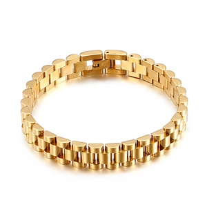 Golden titanium steel watch band bracelet in classic 316L stainless steel finish