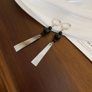 New Chinese Style Mother Of Artificial Pearl Shell Drop Earrings Geometric Brass Beaded Long Dangle Minimalist Jewelry For Women