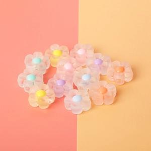 Frosted acrylic flower beads with colorful cores for DIY jewelry and necklaces