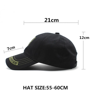 Classic black cotton baseball cap with U.S. ARMY yellow embroidery and adjustable brim