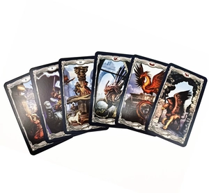Detail of six Sea Soul Journey Oracle cards featuring fantasy illustrations on white background