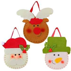 Three Christmas non-woven gift bags with Santa, Reindeer and Snowman patterns