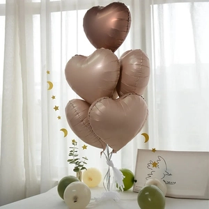 Caramel 40-inch heart foil balloons set with tassels for party photo props and decor