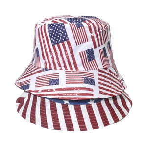 Reversible American Flag bucket hat with stars and stripes pattern for sun protection