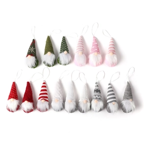 15-piece Christmas knitted gnome ornaments set with striped hats and hanging loops
