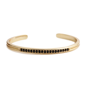 Modern Copper Cuff Bracelet With Black Zircon Micro-Inlay Roman Numerals Elegant Open Bangle Jewelry Gift