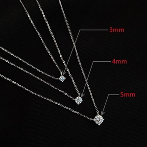 Classic round zircon pendant necklace set featuring 3mm, 4mm, and 5mm diameter sizes