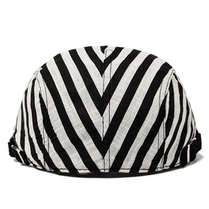 Classic striped cotton linen flat cap with breathable fabric and adjustable side buckle
