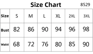 Guide des tailles détaillé pour robe de soirée à paillettes allant du S au 3XL avec mesures