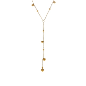 Collana a Y minimalista in acciaio inossidabile placcato oro 18K con nappe di perline
