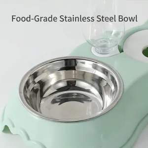 Distributeur automatique 2-en-1 pour animaux avec gamelle en inox et réserve d'eau