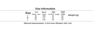 Detailed size chart for women solid color woolen coat with shoulder and bust measurements