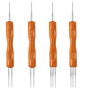 Bamboo dreadlock crochet hook set with 0.5mm and 0.75mm stainless steel needles