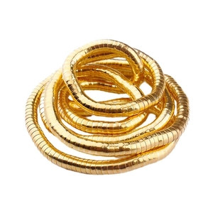 Flexible 90cm gold snake bone necklace wrap styled in a spiral shape for women