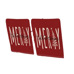 Christmas cushion covers with Merry Christmas text and tree pattern on red fabric