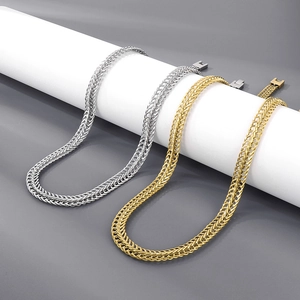 Creative titanium steel foxtail chain necklace for men in gold and silver finish
