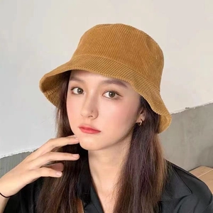 Retro Corduroy Bucket Hat For Women Men Adjustable Solid Color Korean Style Fisherman Hat Casual Outdoor Sun Basin Hat