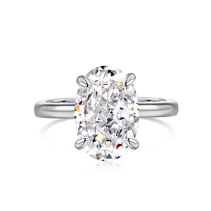 Elegant S925 sterling silver ring featuring an oval-cut ice flower cubic zirconia stone