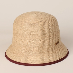 Cappello a Secchiello in Paglia di Rafia da Donna Estate Pieghevole Traspirante Cappello da Sole Con Etichetta in Pelle Artigianale E Bordo a Contrasto