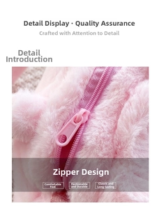 Close-up of pink plush texture and smooth zipper closure on kid's shoulder bag