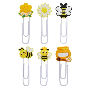 Cartoon Bee Daisy Honey Pot Shape Bookmarks Metal Paperclips With PVC Soft Rubber Decor Decorative Office School Stationery