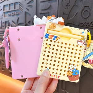 Creative cat themed magnetic ball drawing board keychain stress relief toy for bags