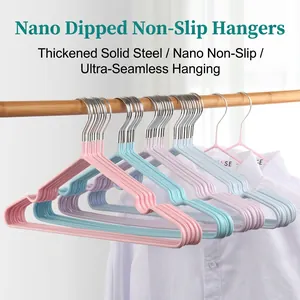 Clothing Hangers Nano-Dip Coated Metal Non-Slip Seamless Wardrobe Drying Rack Heavy Duty Space Saving Solid Steel Core