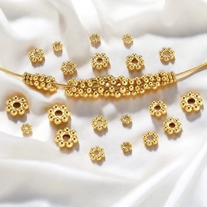 Stainless Steel Snowflake Flower Spacer Beads Tiny Round Ball Ring Components For DIY Jewelry Making Bracelet Necklace