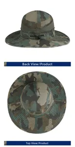 Détails du chapeau de soleil camouflage extérieur avec maille respirante et jugulaire