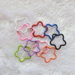 Nine colorful star-shaped open rings with wave texture for DIY jewelry and keychains
