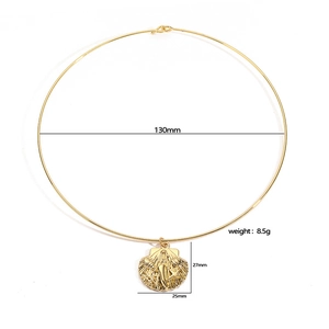Collana choker dorata con ciondolo a conchiglia per spiaggia, diametro 130mm