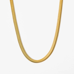 Elegant gold-plated stainless steel snake bone chain necklace set with a polished finish