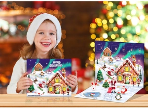 Kids DIY bracelet advent calendar set with 24 festive surprises and 3D pop-up scene