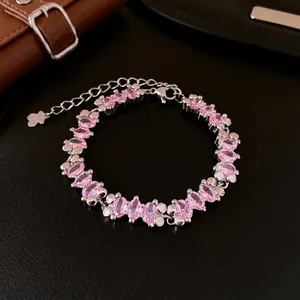 Fashionable Women Bracelet Copper Zircon Pear Oval Cut Colorful Gemstone Light Luxury Temperament Exquisite Jewelry Accessory