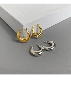 Boucles d'oreilles créoles épaisses dorées et argentées en forme de goutte d'eau