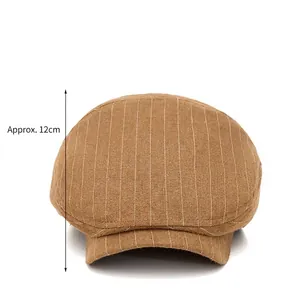 Béret classique marron à rayures pour hommes et femmes avec profondeur de 12cm