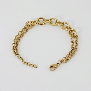 Asymmetric Link Bracelet Stainless Steel 18K Gold Plated O-Chain Modern Jewelry For Men And Women