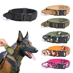 Tactical Dog Collar And Leash Heavy Duty Nylon Adjustable With Control Handle Outdoor Training Military Style