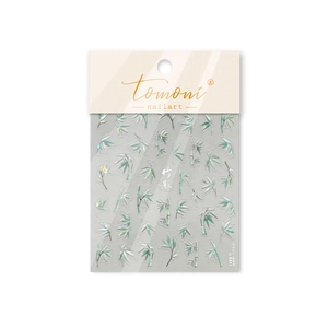 Bamboo leaf nail art stickers with shell luster finish and minimalist Chinese style