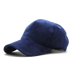 Detailed close-up showing the soft velvet texture and seams of this navy baseball cap