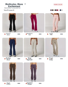 Détails des pantalons de yoga évasés taille haute en huit coloris sportifs variés