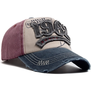 Vintage 1969 distressed baseball cap with patchwork design and embroidery details