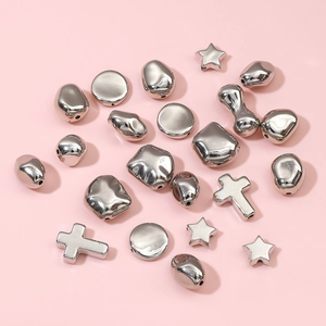 Silver Metallic CCB Plastic Loose Spacer Beads Irregular Cross Star Shape For DIY Jewelry Making Accessories