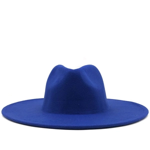 Wide Brim Fedora Hat Faux Wool Felt Solid Color Retro Jazz Cap Elegant Classic Style For Men Women