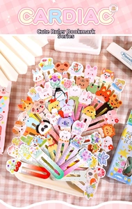 Set of 30 cute cartoon animal ruler bookmarks featuring panda and rabbit designs
